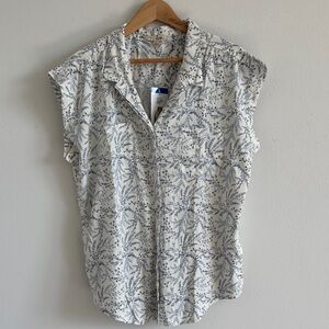 Jachs Women's Button Down Shirt - White with Blue Pattern